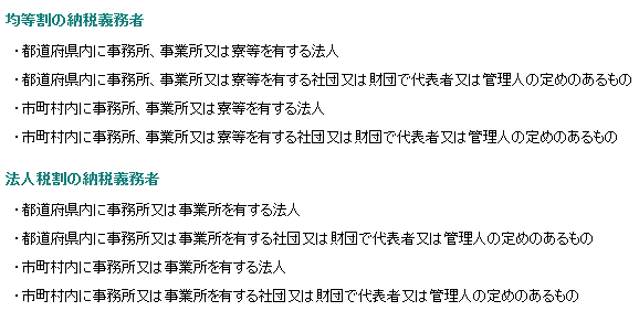 均等割の納税義務者